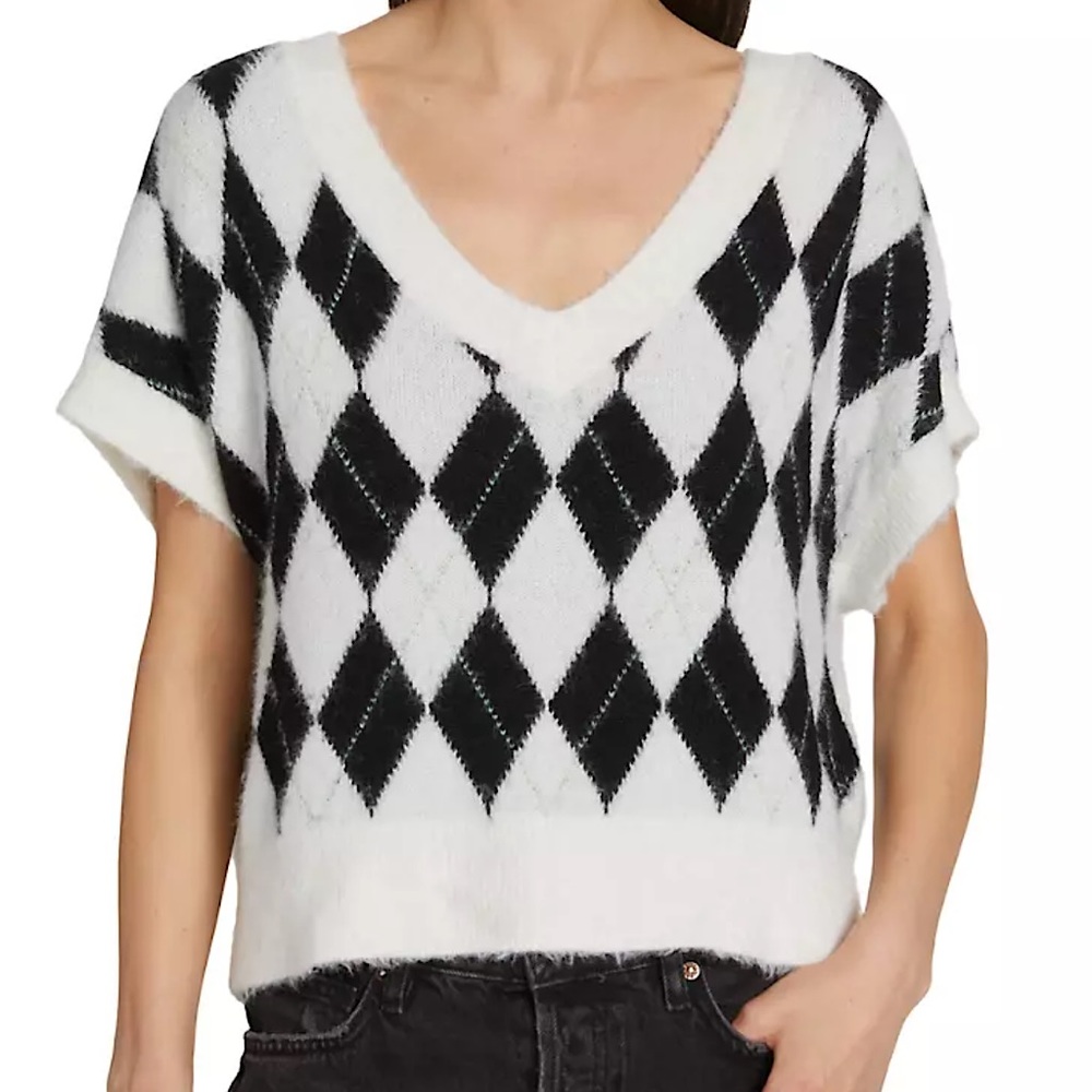 Free People through the motions argyle short sleeve sweater